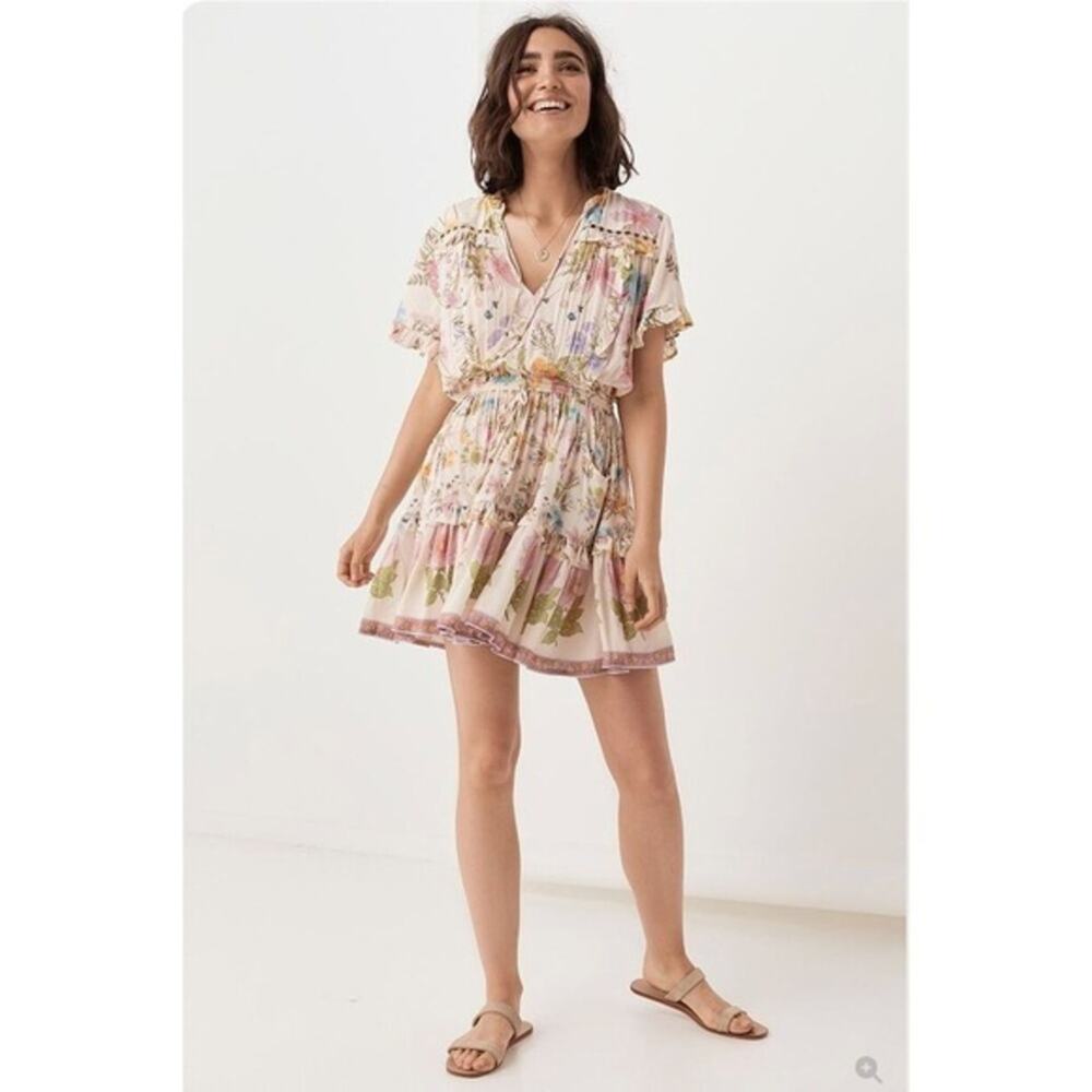Spell & The Gypsy Collective Bloom Playdress Floral Mini Dress Cream Wild Small